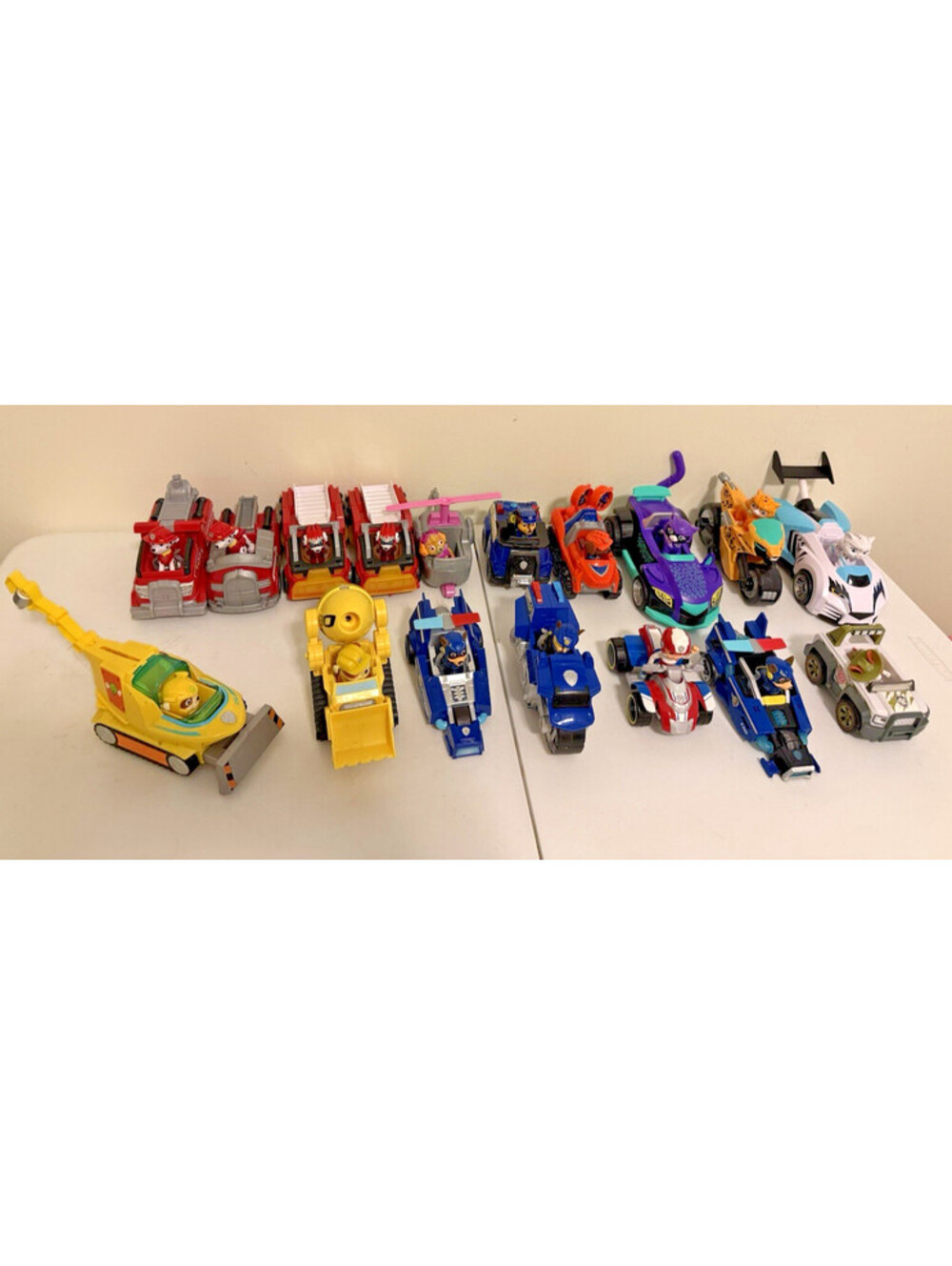 Huge lot of Paw Patrol Marshall Rubble Ryder Stya Rory Cat Shade Chase w/vehicle